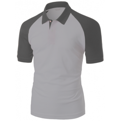 Camisa Polo Raglan Lisa Cinza e Cinza Chumbo