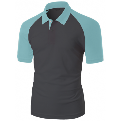 Camisa Polo Raglan Lisa Preta e Azul Bebê