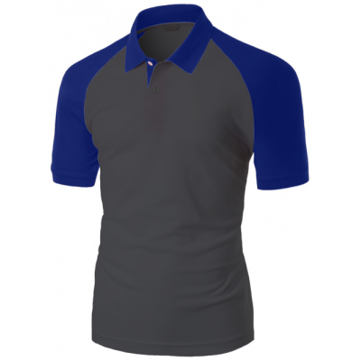 Camisa Polo Raglan Lisa Preta e Azul Marinho