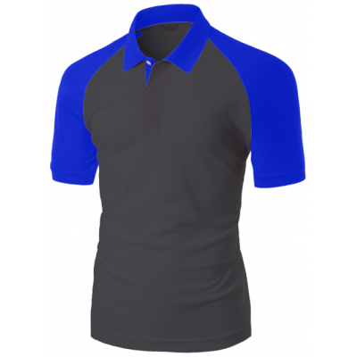 Camisa Polo Raglan Lisa Preta e Azul Royal