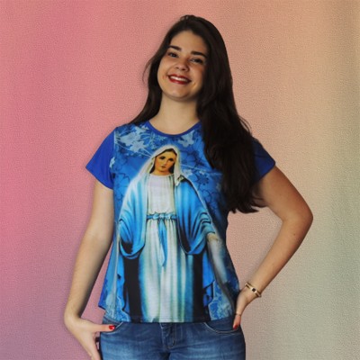 Camisa Nossa Senhora das Graças Azul Frente Total