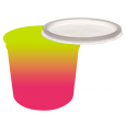 Pote Descartável 1 Litro Jateado Bicolor Amarelo Fluor x Rosa Fluor Personalizado