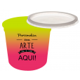Pote Descartável 1 Litro Jateado Bicolor Amarelo Fluor x Rosa Fluor Personalizado