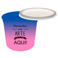 Pote Descartável 1 Litro Jateado Bicolor Azul Royal x Rosa Fluor Personalizado