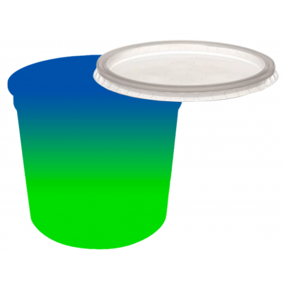 Pote Descartável 250 ml Jateado Bicolor Azul Royal x Verde Fluor Personalizado