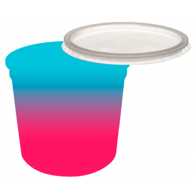 Pote Descartável 1 Litro Jateado Bicolor Azul Tiffany x Rosa Fluor Personalizado