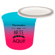 Pote Descartável 1 Litro Jateado Bicolor Azul Tiffany x Rosa Fluor Personalizado