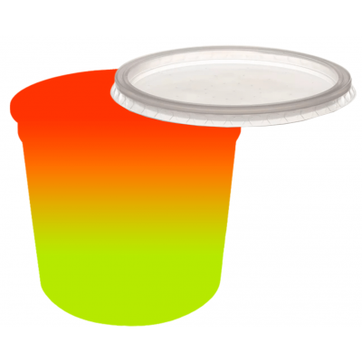 Pote Descartável 250 ml Jateado Bicolor Laranja Fluor x Amarelo Fluor Personalizado