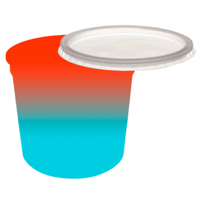 Pote Descartável 1 Litro Jateado Bicolor Laranja Fluor x Azul Tiffany Personalizado