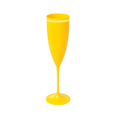 Taça de Champanhe Amarela com Borda 190 ml 