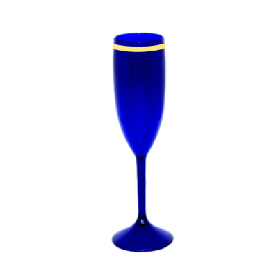 Taça de Champanhe Azul Royal com Borda