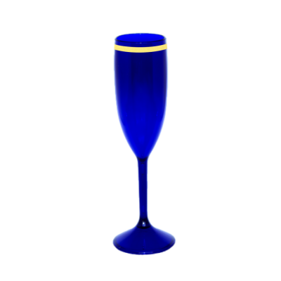 Taça de Champanhe Azul Royal com Borda 190 ml