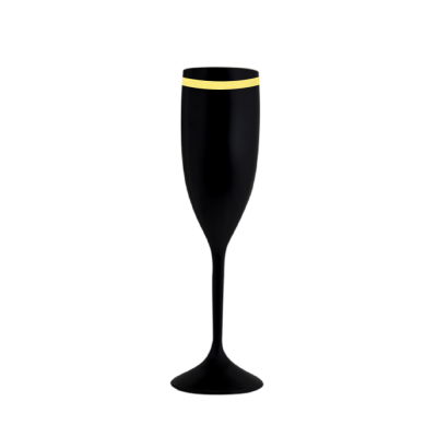 Taça de Champanhe Preta com Borda 190 ml