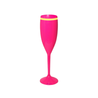 Taça de Champanhe Rosa com Borda