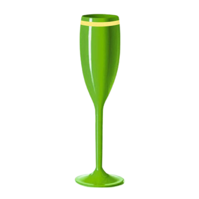 Taça de Champanhe Verde Neon com Borda 190 ml