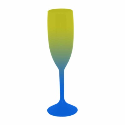Taça de Champanhe Bicolor Amarelo e Azul 190 ml