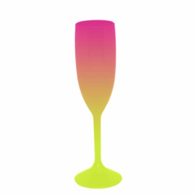 Taça de Champanhe Bicolor Rosa e Amarelo 190 ml